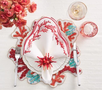 Kim Seybert Coral Spray Placemat - Set of 2 - Image 2