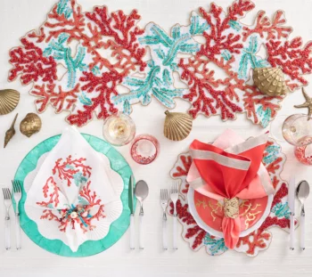 Kim Seybert Coral Spray Placemat - Set of 2 - Image 3