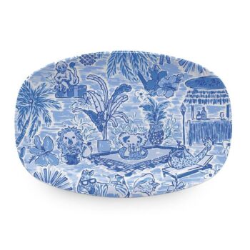 Mariposa Tray Chic Animal Vacay Blue Platter 14"L x 10"W