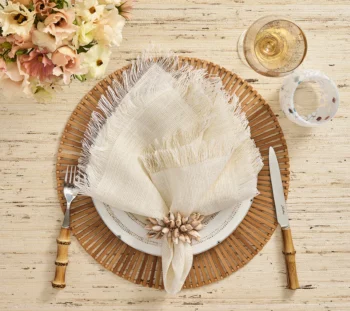 Kim Seybert Shell Fringe Napkin Ring - Set of 4 - Image 2