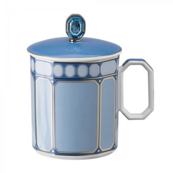 Rosenthal Swarovski Signum Azure Blue Mug with Lid
