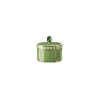 Rosenthal Swarovski Signum Fern Green Sugar Bow with Lid