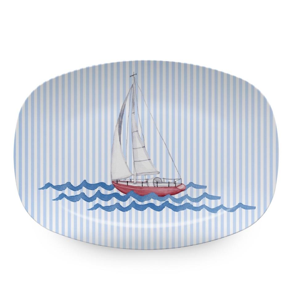 Mariposa Tray Chic Sail Away Platter 14″ L 10″ W