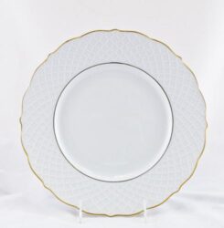 Anna Weatherley Empire White and Gold Dinner Plate 11"D