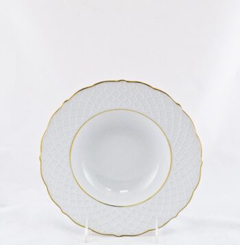 Anna Weatherley Empire White and Gold Rim Soup Plate 8.5"D