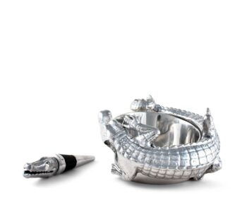 Arthur Court Alligator Wine Coaster and Stopper Set - Image 2