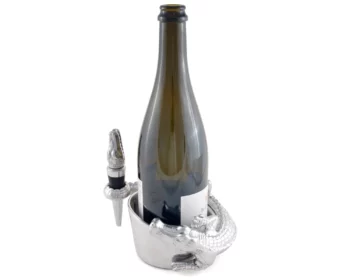 Arthur Court Alligator Wine Coaster and Stopper Set - Image 3