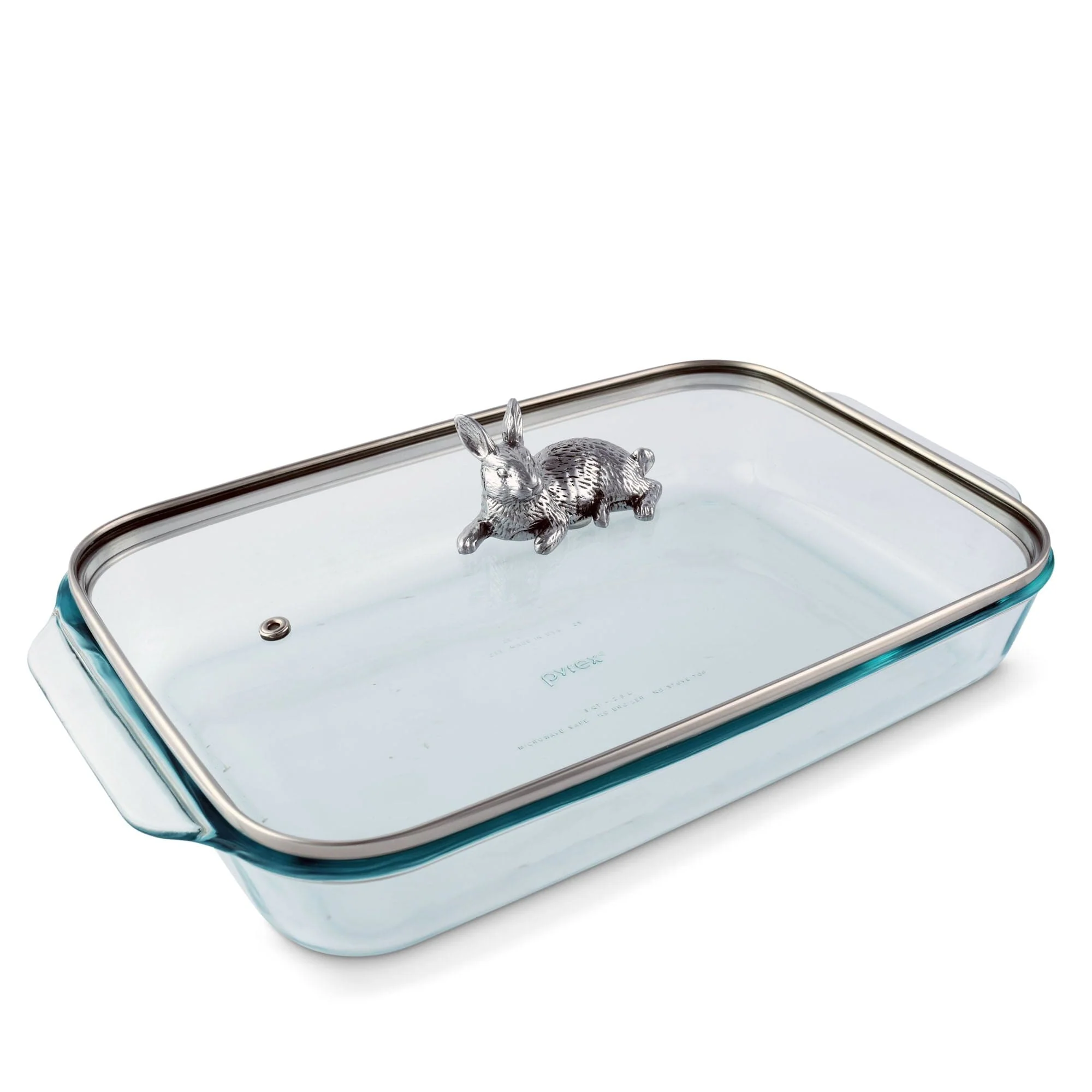 Arthur Court Bunny Lid with Pyrex 3 Quart Baking Dish