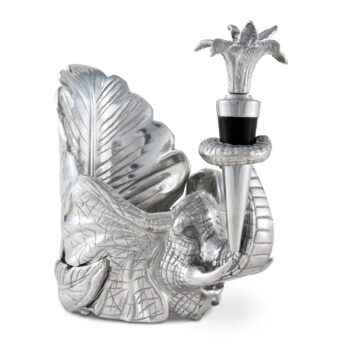 Arthur Court Elephant Wine Coaster and Stopper Set