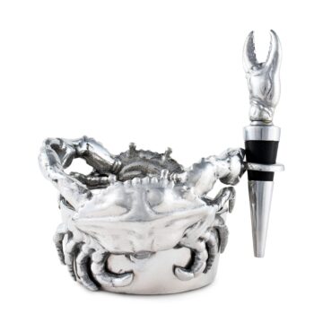 Arthur Court Crab Wine Caddy and Stopper Set
