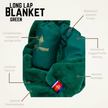 Pretty Rugged Green Long Lap Blanket - 33" x 56"