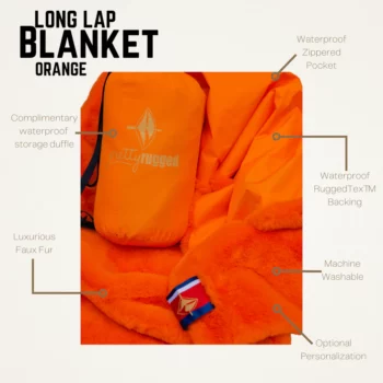 Pretty Rugged Orange Long Lap Blanket - 33" x 56" - Image 2
