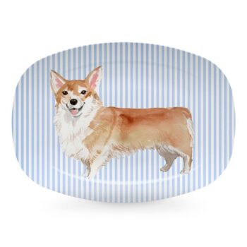 Mariposa Tray Chic Corgi Platter14"L x 10"W