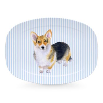 Mariposa Tray Chic Pembroke Corgi Platter 14"L x 10" W