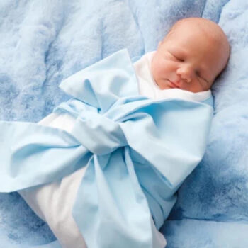 Pretty Rugged Blue Faux Fur Baby Blanket - 28" x 32" - Image 3