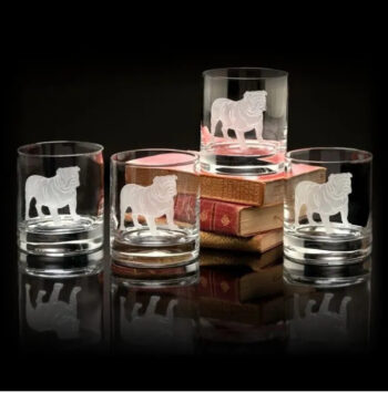 Julie Wear Bulldog Old Fashion Glasses - Set of 4