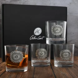 Arthur Court Western Concho Bar Glasses - Set of 4