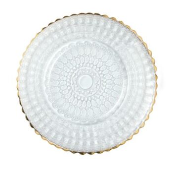 Le Coq Porcelaine Helios Gold Rim Barocco Glass Dessert Plate