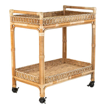 Juliska Provence Rattan Bar Cart - Whitewash