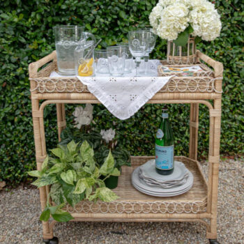 Juliska Provence Rattan Bar Cart - Whitewash - Image 3