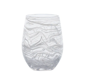 Juliska Puro Marbled Stemless Wine Glass - White