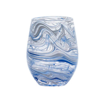 Juliska Puro Marbled Stemless Wine Glass - Blue