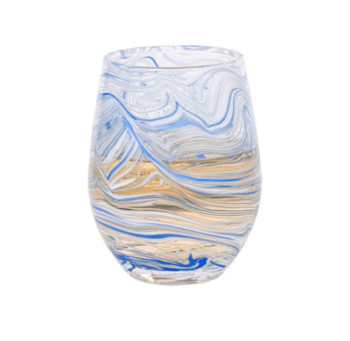 Juliska Puro Marbled Stemless Wine Glass - Blue - Image 3