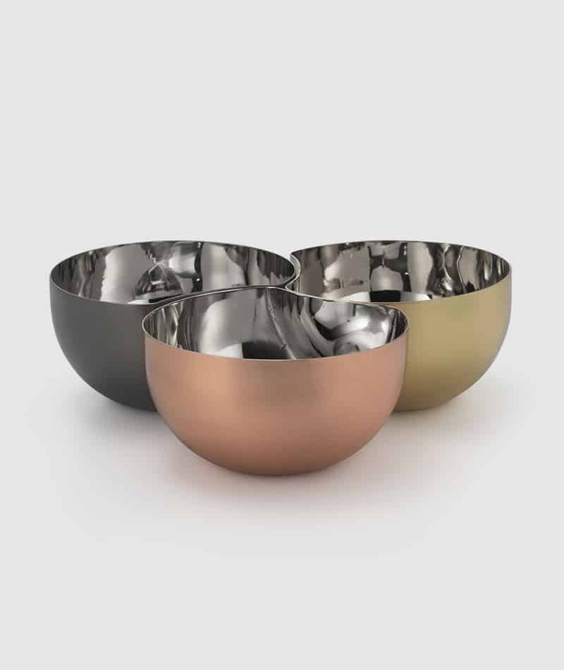 Mary Jurek Arroyo Three Color Interlocking Bowls 4"D Each