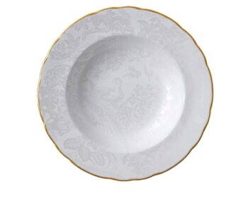 Royal Crown Derby Aves Pearl Rim Soup Plate 8"D