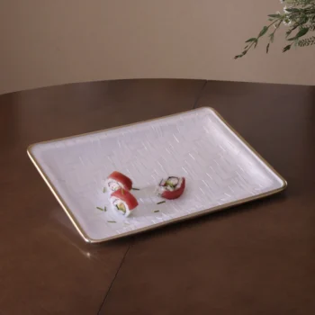 Beatriz Ball THANNI Bahamas Medium Tray (White and Gold) 12 x 1 x 16