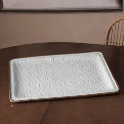 Beatriz Ball THANNI Bahamas Extra Large Tray (White and Gold) 15 x 1.5 x 20