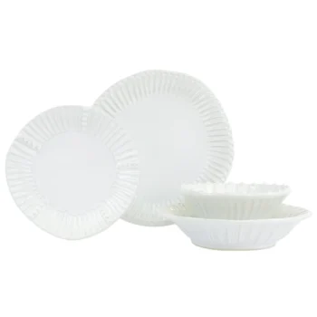 Vietri Incanto Stone White Stripe 4-Piece Place Setting