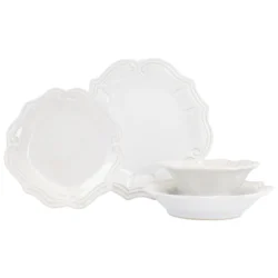 Vietri Incanto Stone White Baroque 4-Piece Place Setting