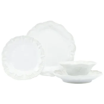 Vietri Incanto Stone White Lace 4-Piece Place Setting