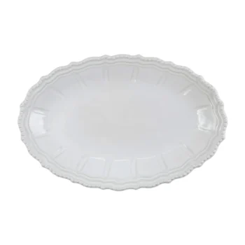 Vietri Incanto Stone White Baroque Large Oval Shallow Bowl