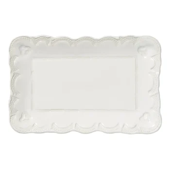 Vietri Incanto Stone White Lace Small Rectangular Platter