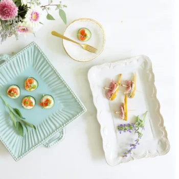 Vietri Incanto Stone White Lace Small Rectangular Platter - Image 3