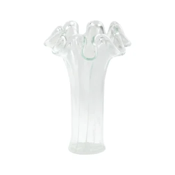 Vietri Onda Glass Clear with White Lines Short Vase