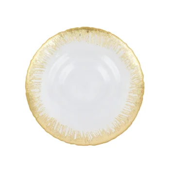 Vietri Rufolo Glass Gold Brushstroke Medium Shallow Bowl - Image 2