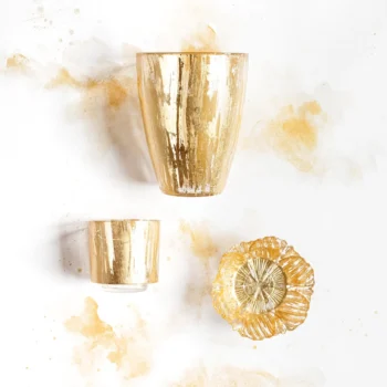 Vietri Rufolo Glass Gold Brushstroke Vase - Image 2