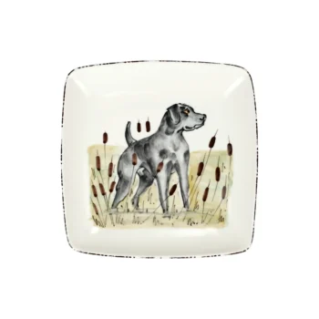 Vietri Wildlife Black Hunting Dog Square Platter