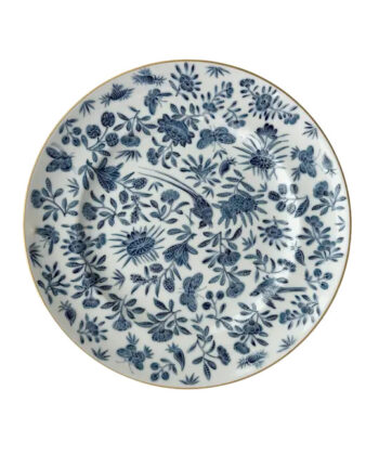 Mottahedeh Sacred Bird & Butterfly Blue Dinner Plate Large 10.75″D