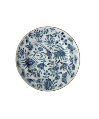 Mottahedeh Sacred Bird & Butterfly Blue B & B Plate 7"