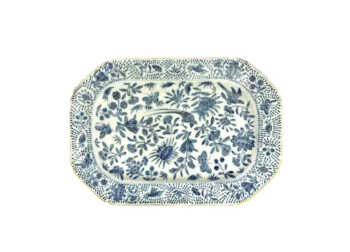 Mottahedeh Sacred Bird & Butterfly Blue Cookie Plate 10.5"L