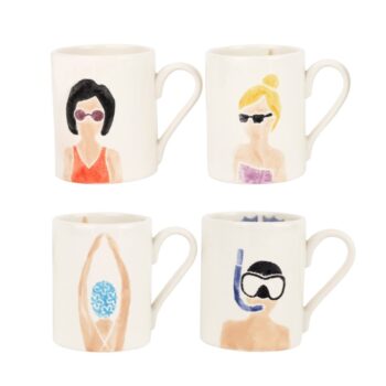 Vietri Riviera Assorted Mugs - Set of 4 - 4.5"H, 14 oz