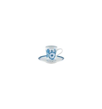 Oscar de la Renta Coralina Blue Espresso/Coffee Cup & Saucer 3¾oz