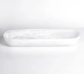 Nashi Home Classical Boat Bowl Large - White Swirl
