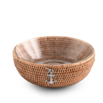 Vagabond House Anchor Hand Woven Wicker Rattan Serving Bowl 10.5"D - Image 2
