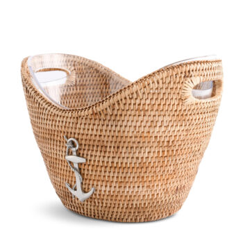 Vagabond House Anchor Hand Woven Wicker Rattan Champagne/Ice Tub 11" x 13" - Image 2
