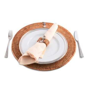 Vagabond House Anchor Placemat Hand Woven Wicker Rattan, Round, Set/4, 15.5"D - Image 2